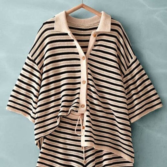 Striped Button Down Sweater - Picture 2 of 3